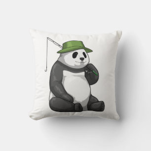 Panda at Fishing with Fishing rod Cushion