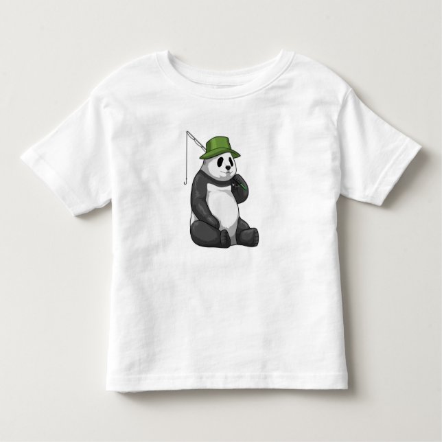 Panda at Fishing with Fishing rod Toddler T-Shirt (Front)