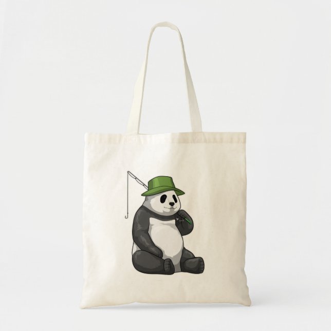 Panda at Fishing with Fishing rod Tote Bag (Front)