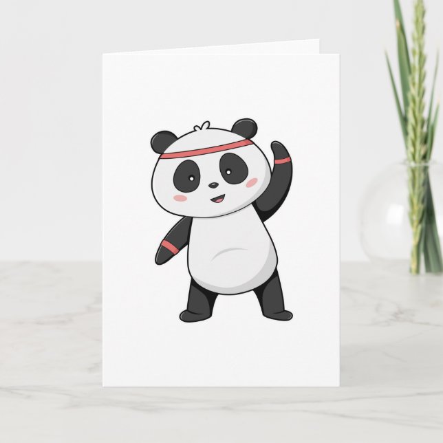 Panda at Fitness with Headband Card (Front)