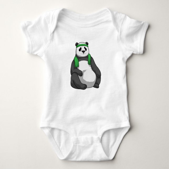 Panda at Fitness with Towel Baby Bodysuit (Front)