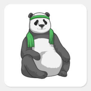 Panda at Fitness with Towel Square Sticker