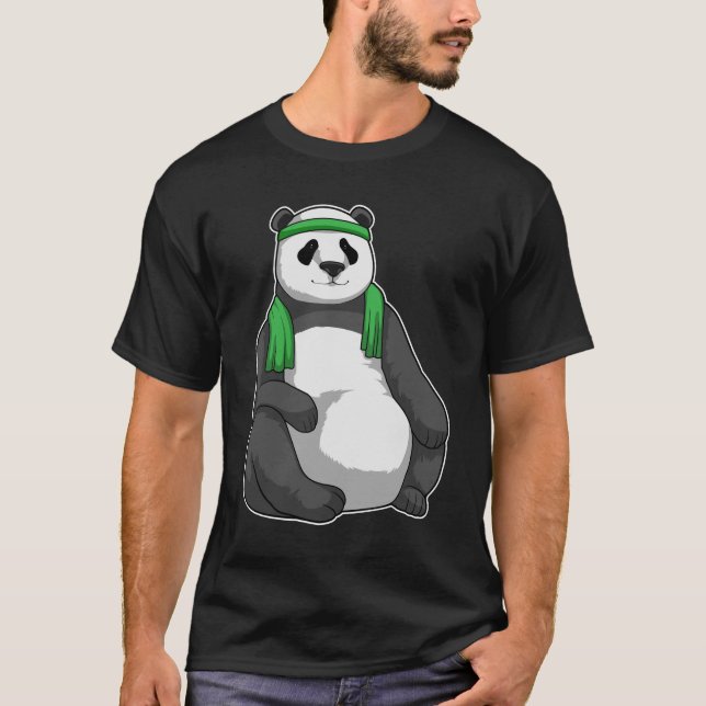 Panda at Fitness with Towel T-Shirt (Front)