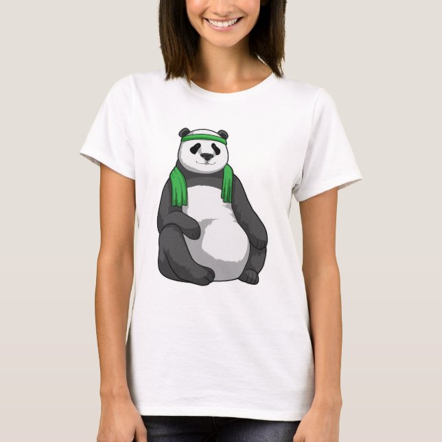 Panda at Fitness with Towel T-Shirt (Front)