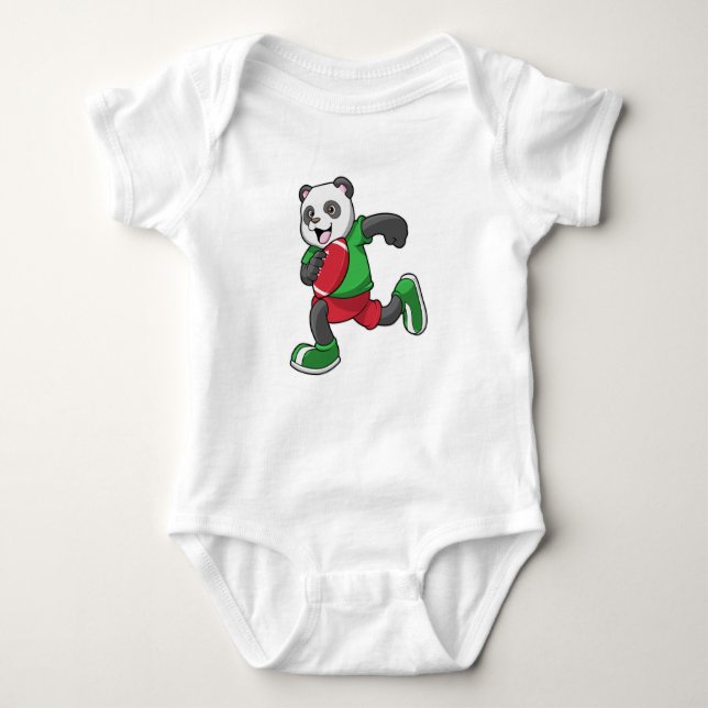 Panda at Football with Equipment Baby Bodysuit (Front)