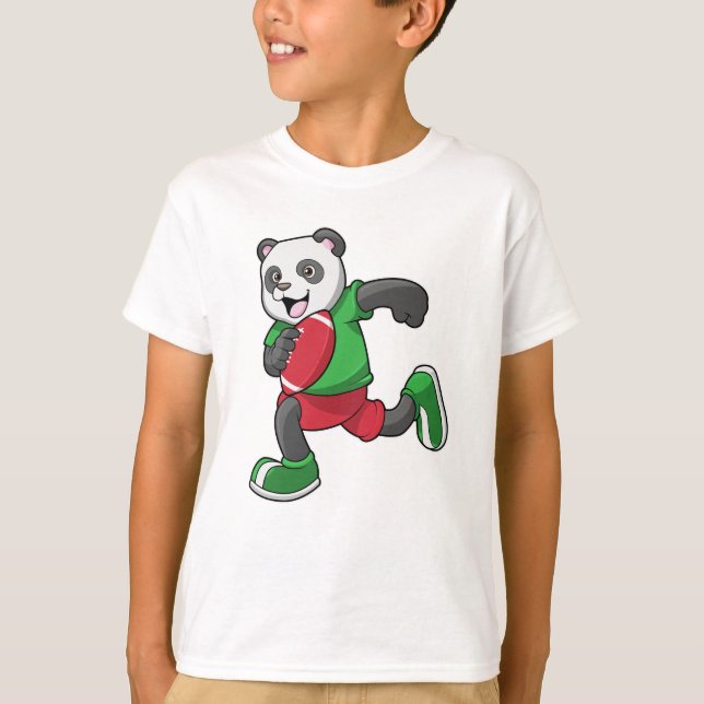 Panda at Football with Equipment T-Shirt (Front)
