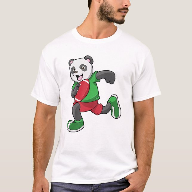 Panda at Football with Equipment T-Shirt (Front)