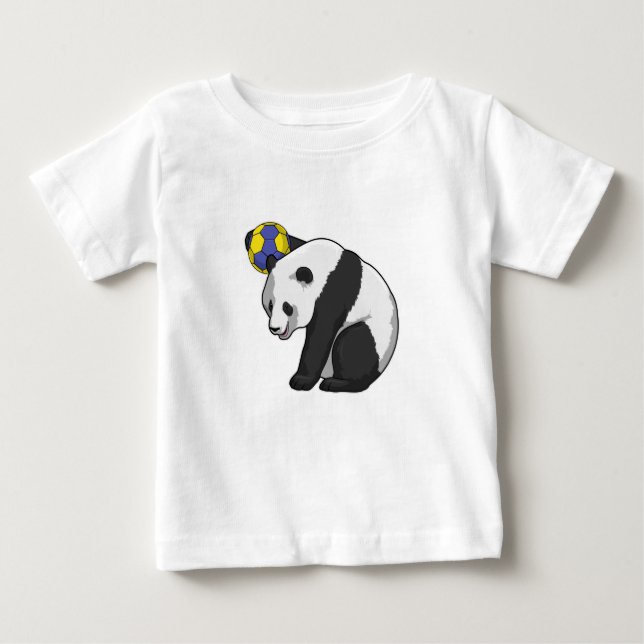 Panda at Handball Sports Baby T-Shirt (Front)