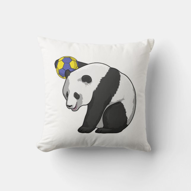Panda at Handball Sports Cushion (Front)