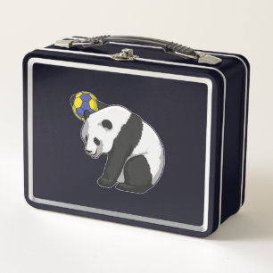 Panda at Handball Sports Metal Lunch Box