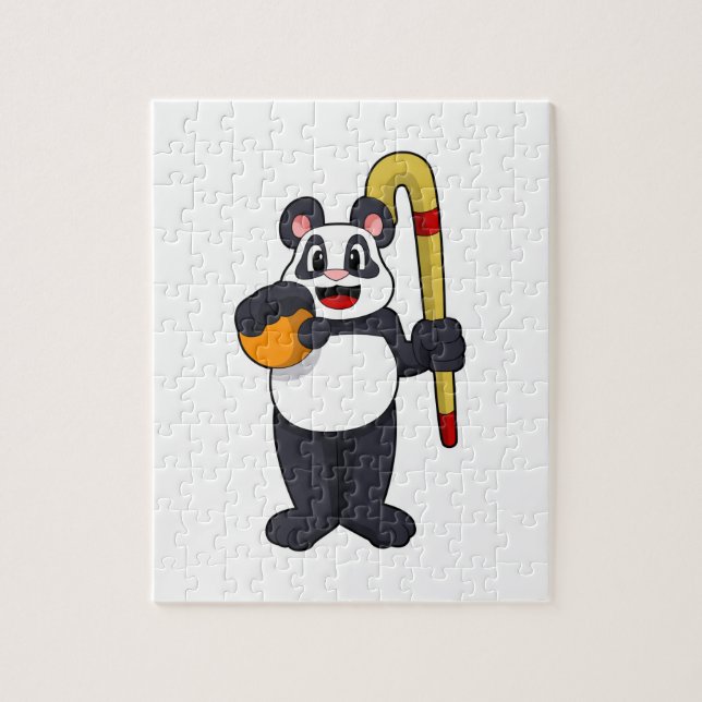 Panda at Hockey with Hockey bat Jigsaw Puzzle (Vertical)