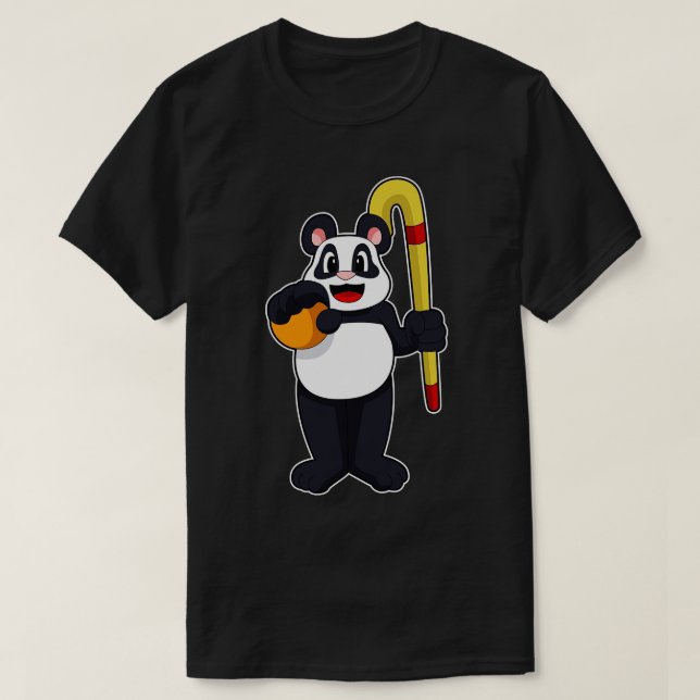 Panda at Hockey with Hockey bat T-Shirt (Design Front)