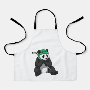 Panda at Ice hockey with Ice hockey stick Apron