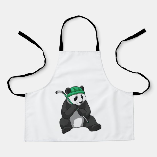 Panda at Ice hockey with Ice hockey stick Apron (Front)
