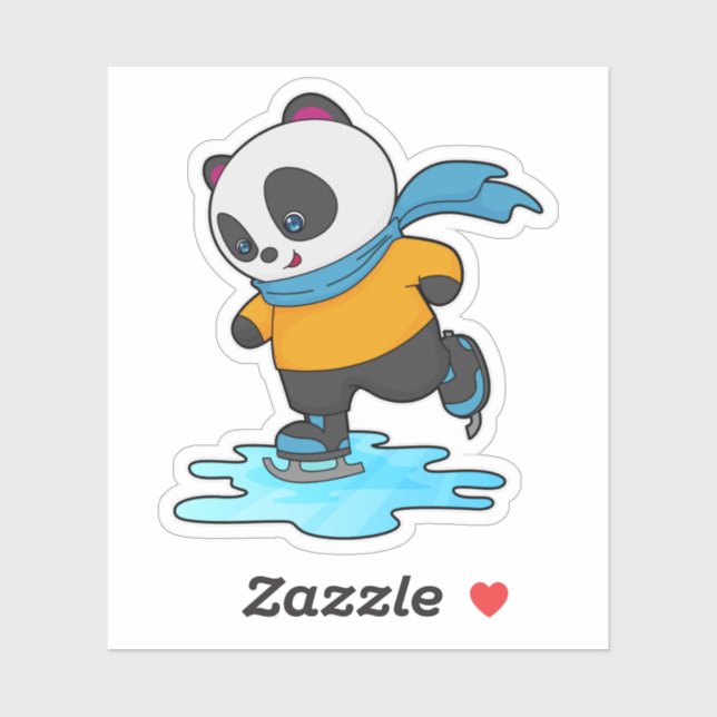 Panda at Ice skating with Ice skates & Scarf (Sheet)