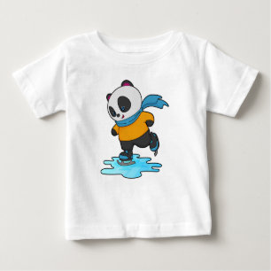 Panda at Ice skating with Ice skates & Scarf Baby T-Shirt