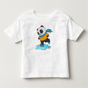 Panda at Ice skating with Ice skates & Scarf Toddler T-Shirt