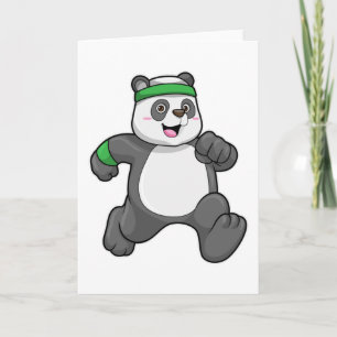 Panda at Jogging with Headband Card