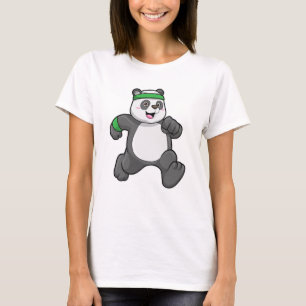 Panda at Jogging with Headband & Sweatband T-Shirt