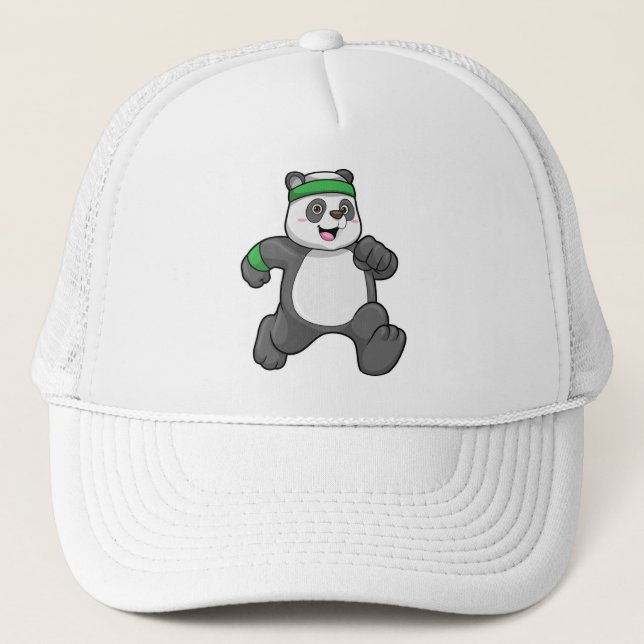 Panda at Jogging with Headband Trucker Hat (Front)