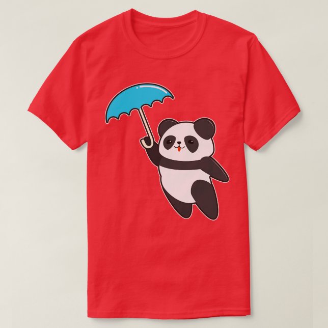 Panda at Rain with Umbrella 1 T-Shirt (Design Front)