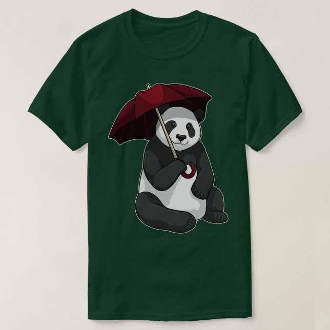 Panda at Rain with Umbrella T-Shirt (Design Front)