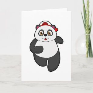 Panda at Running with Cap Card