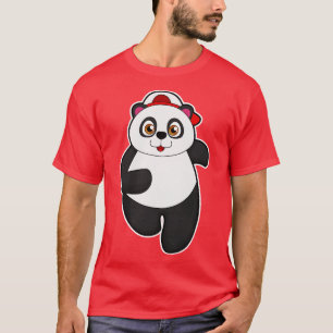 Panda at Running with Cap T-Shirt