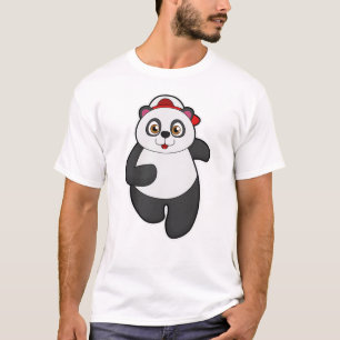 Panda at Running with Cap T-Shirt