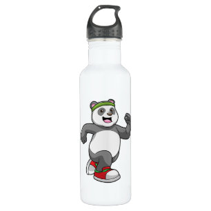 Panda at Running with Headband 710 Ml Water Bottle