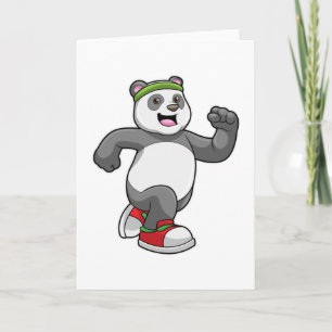 Panda at Running with Headband Card
