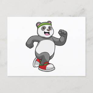 Panda at Running with Headband Postcard