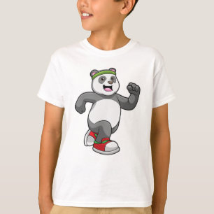 Panda at Running with Headband T-Shirt