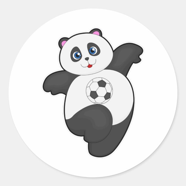 Panda at Soccer Sports Classic Round Sticker (Front)
