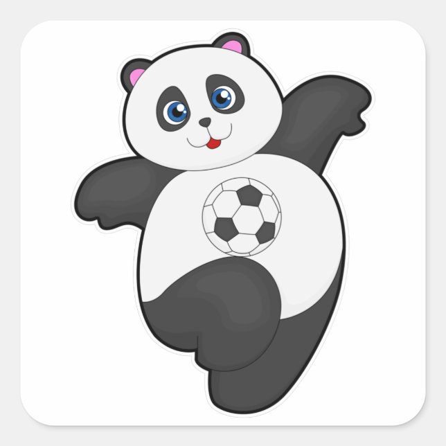Panda at Soccer Sports Square Sticker (Front)