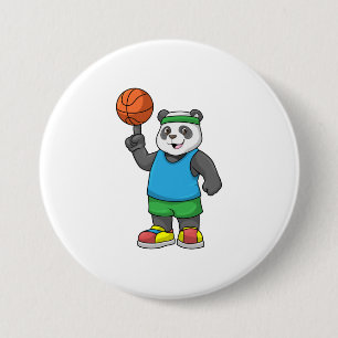 Panda at Sports with Basketball 7.5 Cm Round Badge