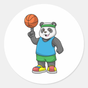 Panda at Sports with Basketball Classic Round Sticker