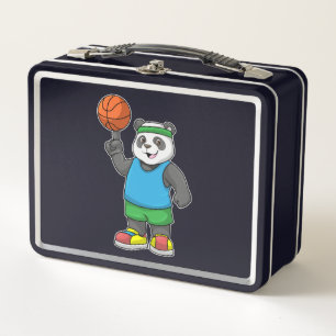 Panda at Sports with Basketball Metal Lunch Box