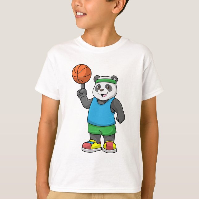 Panda at Sports with Basketball T-Shirt (Front)