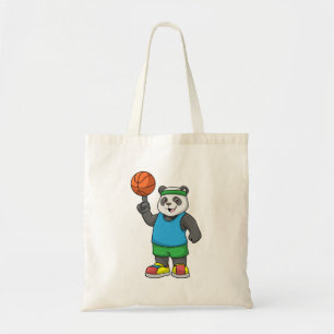 Panda at Sports with Basketball Tote Bag