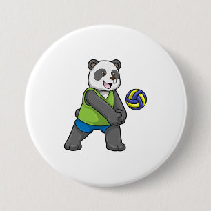 Panda at Sports with Volleyball 7.5 Cm Round Badge