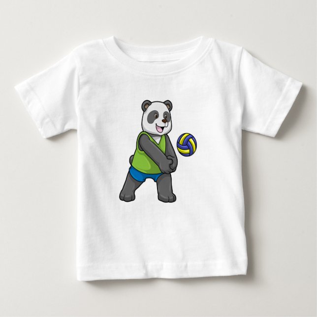 Panda at Sports with Volleyball Baby T-Shirt (Front)