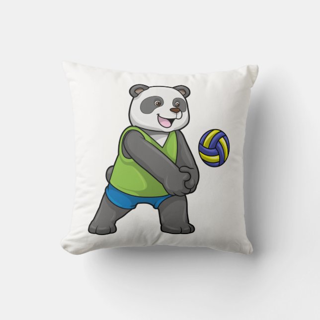 Panda at Sports with Volleyball Cushion (Front)