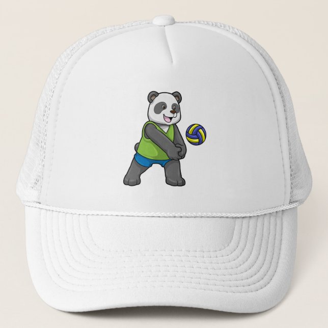 Panda at Sports with Volleyball Trucker Hat (Front)