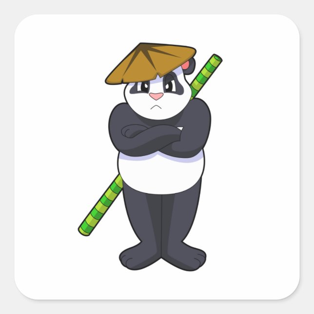 Panda at Stick fight Martial arts.PNG Square Sticker (Front)