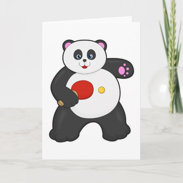 Panda at Table tennis with Table tennis racket Card (Front)