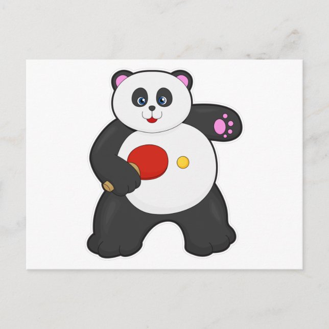 Panda at Table tennis with Table tennis racket Postcard (Front)