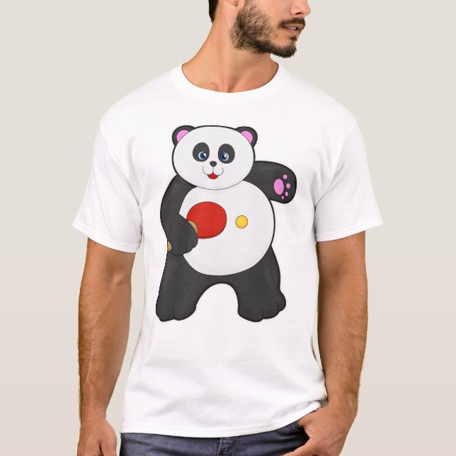 Panda at Table tennis with Table tennis racket T-Shirt (Front)
