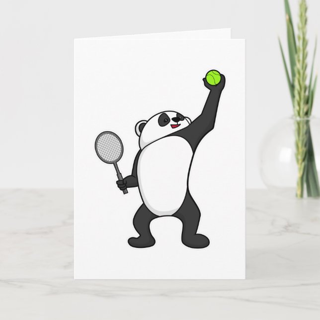 Panda at Tennis with Tennis racket Card (Front)