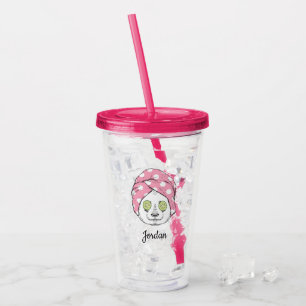 Panda At The Spa Add Your Name Acrylic Tumbler